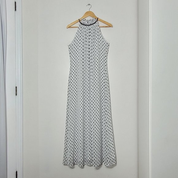 Chetta B Black & White Sleeveless Halter Neck Summer Womens Maxi Dress Size 6 - Picture 1 of 10